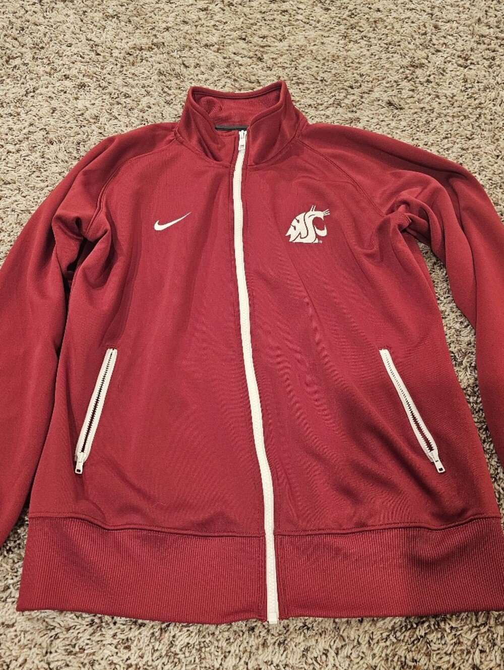 Nike WSU Cougars Red Full-Zip Track Jacket with White Zippers